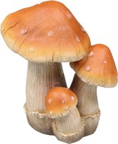 Deco maison/jardin figurine ensemble de champignons - cèpes - marron/blanc - 11 x 20 cm - Décoration d'automne