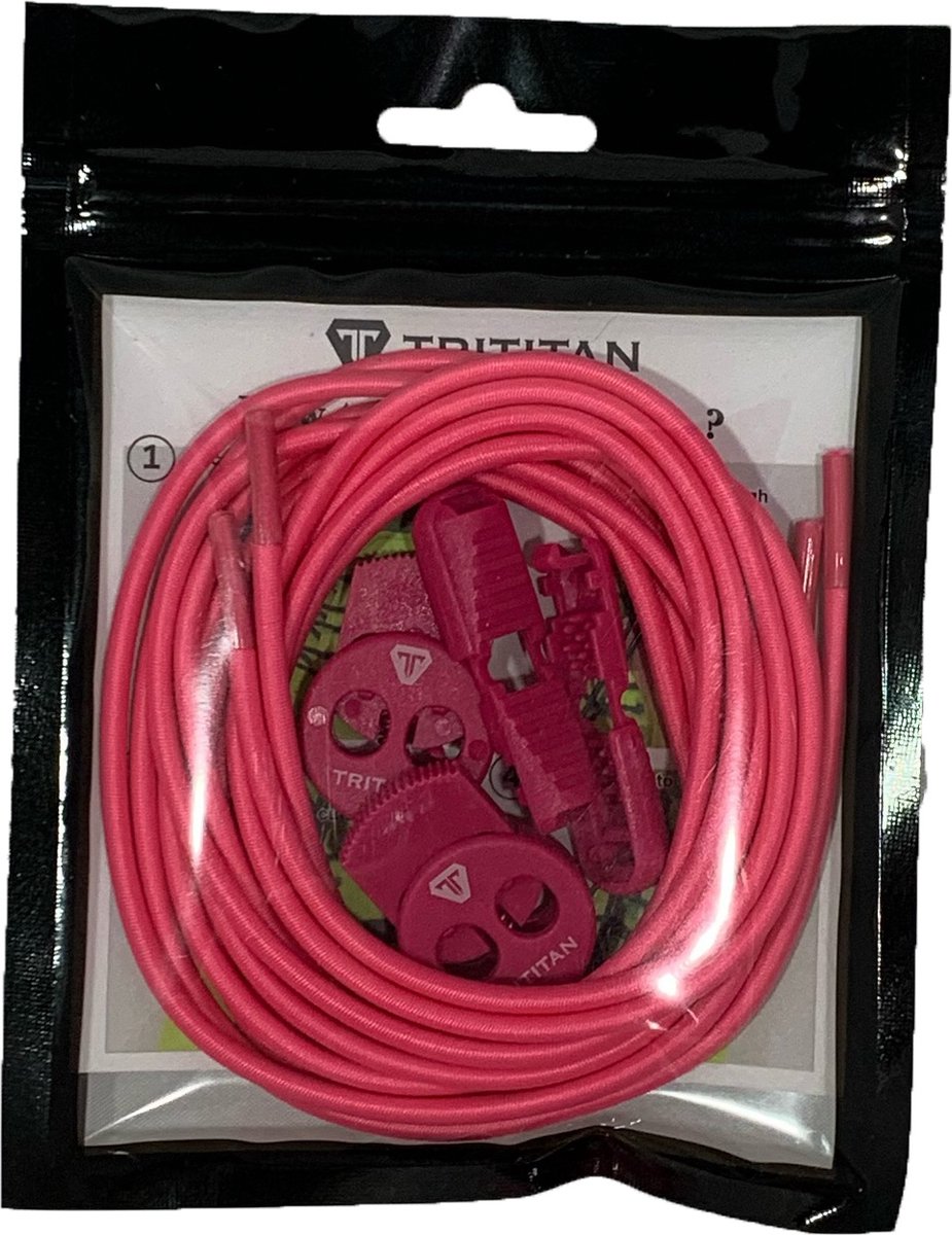 TriTiTan Triathlon Lock Laces - Elastische Snelveters - Neon Pink
