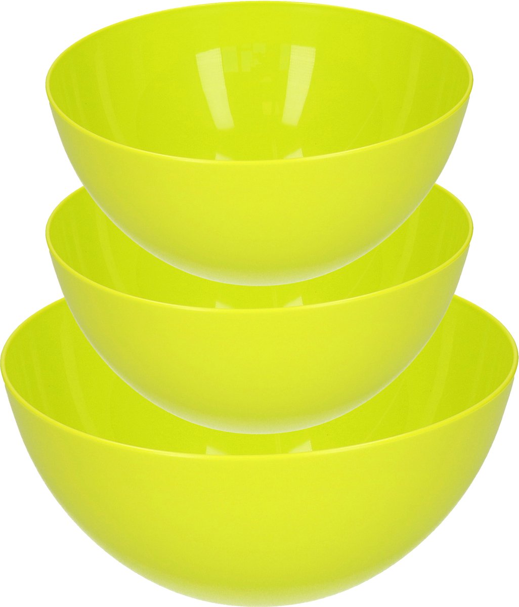 Plasticforte voedsel serveer schalen set - 3x stuks - groen - kunststof - Dia 23 en 26 cm
