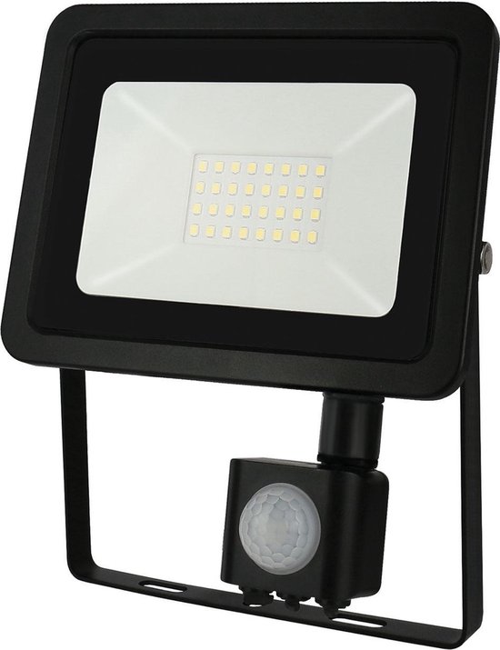 Projecteur LED 30W Noir détecteur de mouvement Blanc chaud