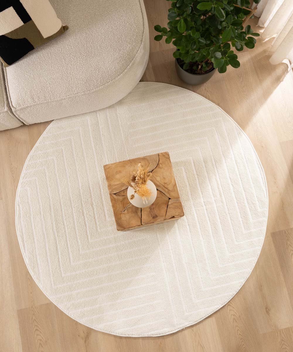 Rond vloerkleed Scandinavisch - Contour Edge crème 140 cm
