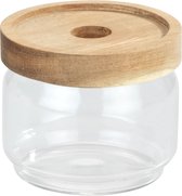 Wenko boîte de rangement Vido Pot en Verres avec couvercle en bois d'acacia, Ø9 x 7,5 (h) cm
