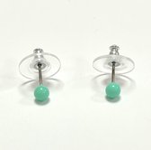 Groene mini oorknoppen - Zilverkleurig - 4 Millimeter - Damesdingetjes