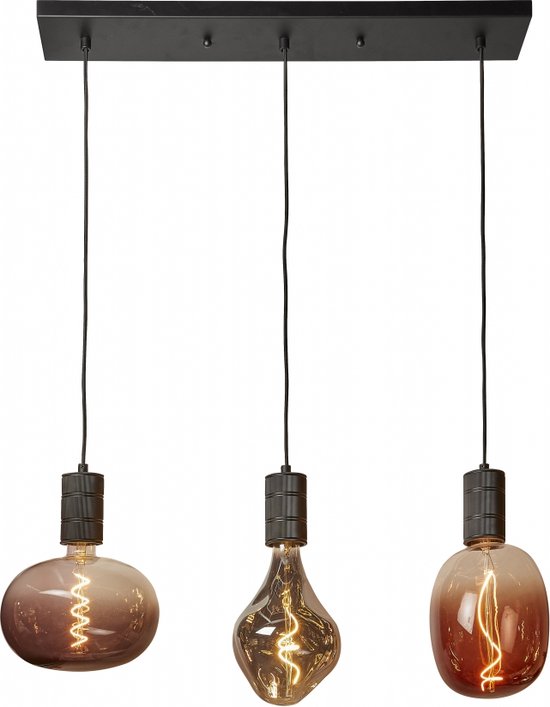 Calex Lampe Suspension - Pour 3x E27 ampoules - Industriel Luminaire 2m  Cable - Noir