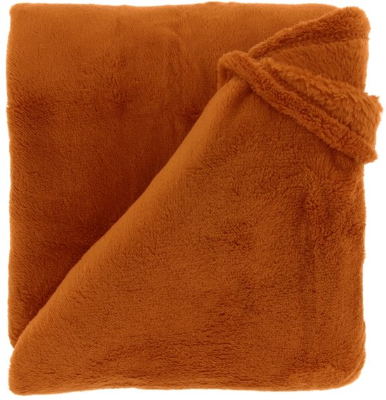 Unique Living Plaid Justin - Polyester - Oranje - 150 x 200 x 0 cm (BxHxD)