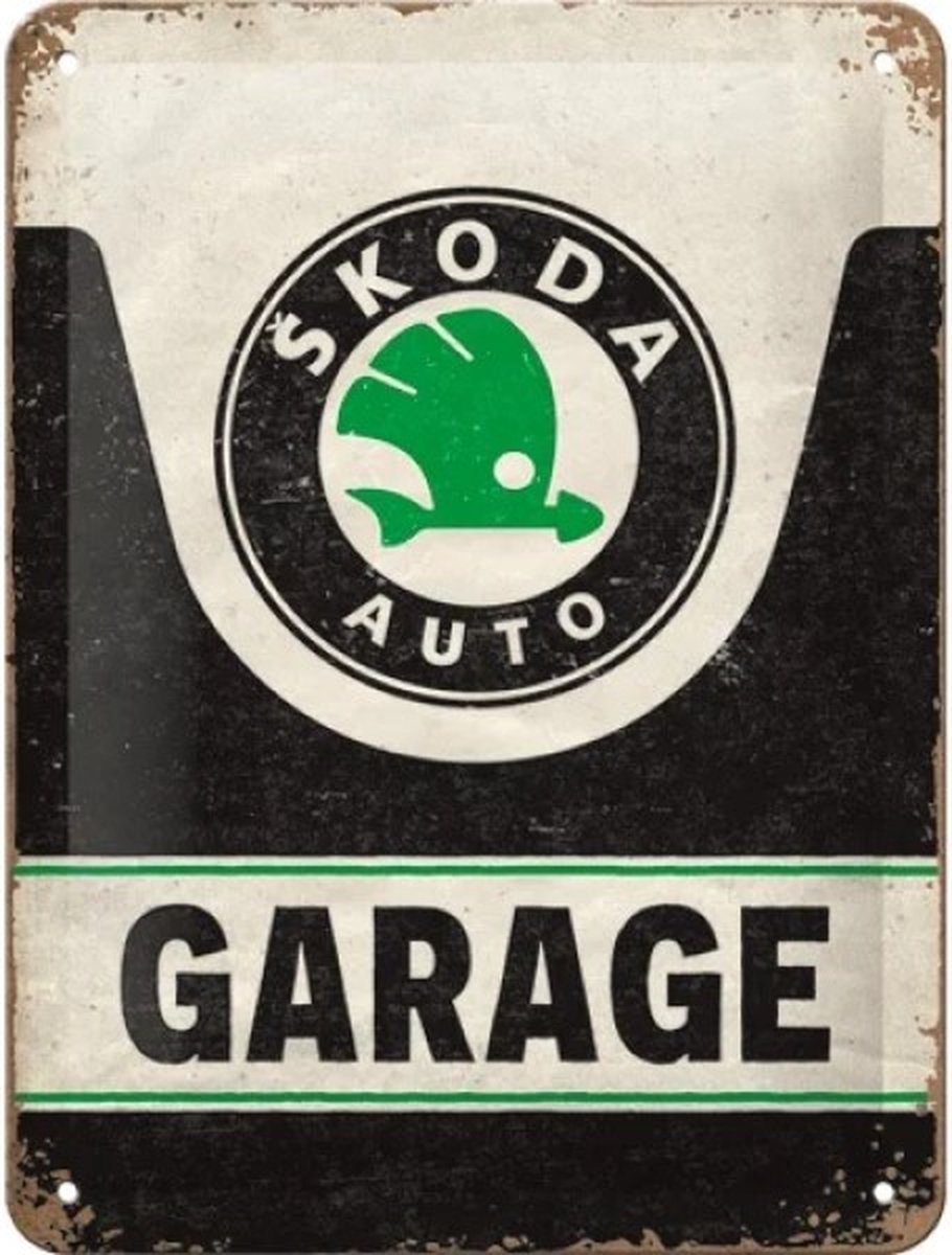 Wandbord 15 x 20 cm - Skoda Auto Garage