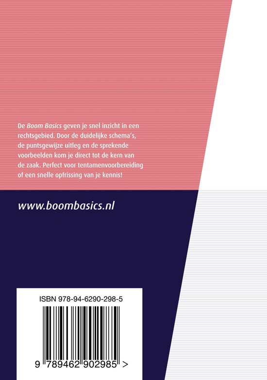 Achterkant van het boek "Boom Basics" met de tekst "www.boombasics.nl", ISBN 978-94-6290-298-5 en de barcode.