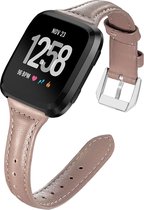 By Qubix geschikt voor Fitbit Versa 1 - 2 & Lite bandje TPU leer - Bruin Smartwatchbandje bandje Armband Polsband Strap Band Watchband