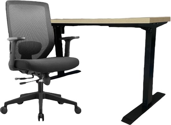 Thuiswerk/kantoorset (ergonomische) bureaustoel Joy + elektrisch zit-sta bureau premium