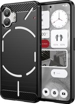 Mobigear Hoesje geschikt voor Nothing Phone (2) Telefoonhoesje Flexibel TPU | Mobigear Brushed Slim Backcover | Phone (2) Case | Back Cover - Zwart