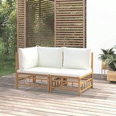 The Living Store Bamboe Tuinset - Modulair ontwerp - Duurzaam materiaal - Comfortabele zitervaring - Inclusief kussens - Levering bevat 1x middenbank - 1x hoekbank - 2x zitkussen - 1x groot rugkussen - 2x klein rugkussen