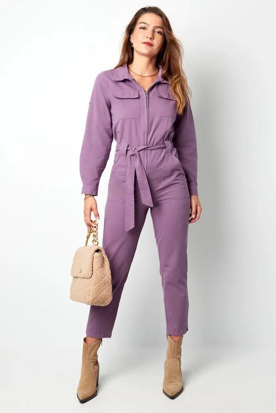 Combinaison coton - automne/hiver - poches à rabat - fermeture éclair - violet - femme - taille S