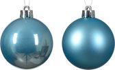 Decoris kerstballen - 12x - 6 cm - kunststof - ijs blauw