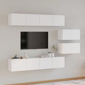 The Living Store TV-meubelset - Hoogglans wit - 4x 80x30x30 cm - 2x 60x30x30 cm