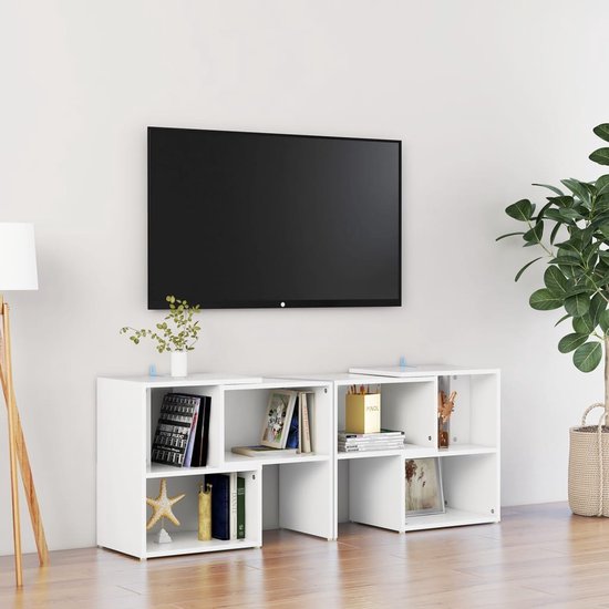 The Living Store TV-meubel - modulair ontwerp - wit - bewerkt hout - 104 x 30 x 52 cm