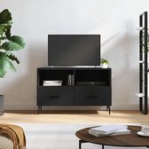 The Living Store TV-meubel - zwart - 80 x 36 x 50 cm - bewerkt hout en ijzer