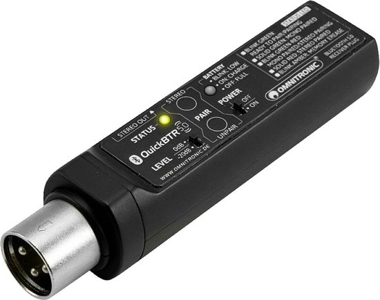 Omnitronic QuickBTR-5.0 XLR AptX Bluetooth muziekontvanger Bluetooth versie: 5.0, A2DP 10 m AptX-technologie, Geïntegre — afbeelding 3