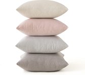 Fluwelen kussenhoes, 40 x 40 cm, roze grijs, serie set van 4 bankkussens, fluwelen kussen, decoratief, kleurverloop hoes, bankkussenhoes voor woonkamer, kinderen, kantoor
