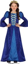 Guirca - Middeleeuwen & Renaissance Kostuum - Sneeuwkoningin Van Het Hoge Noorden - Meisje - Blauw - 10 - 12 jaar - Carnavalskleding - Verkleedkleding