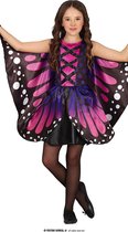Guirca - Vlinder Kostuum - Prachtige Roze Paarse Vlinder - Meisje - Roze, Zwart - 3 - 4 jaar - Carnavalskleding - Verkleedkleding