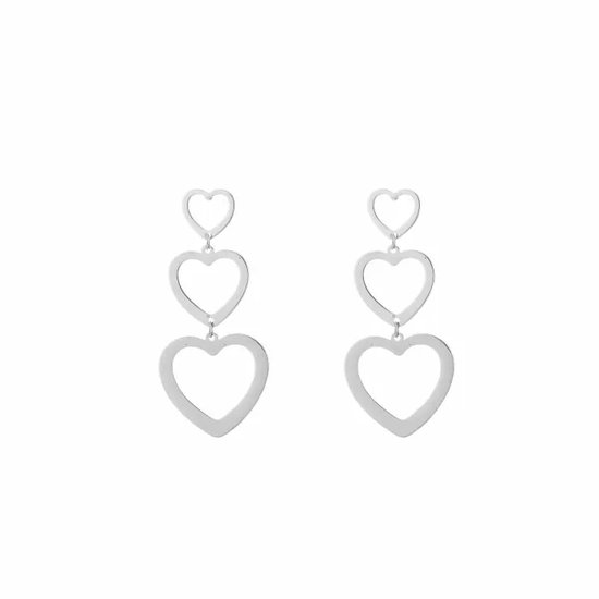 Bijoutheek Clips d'oreilles 3 coeurs ouverts Argent