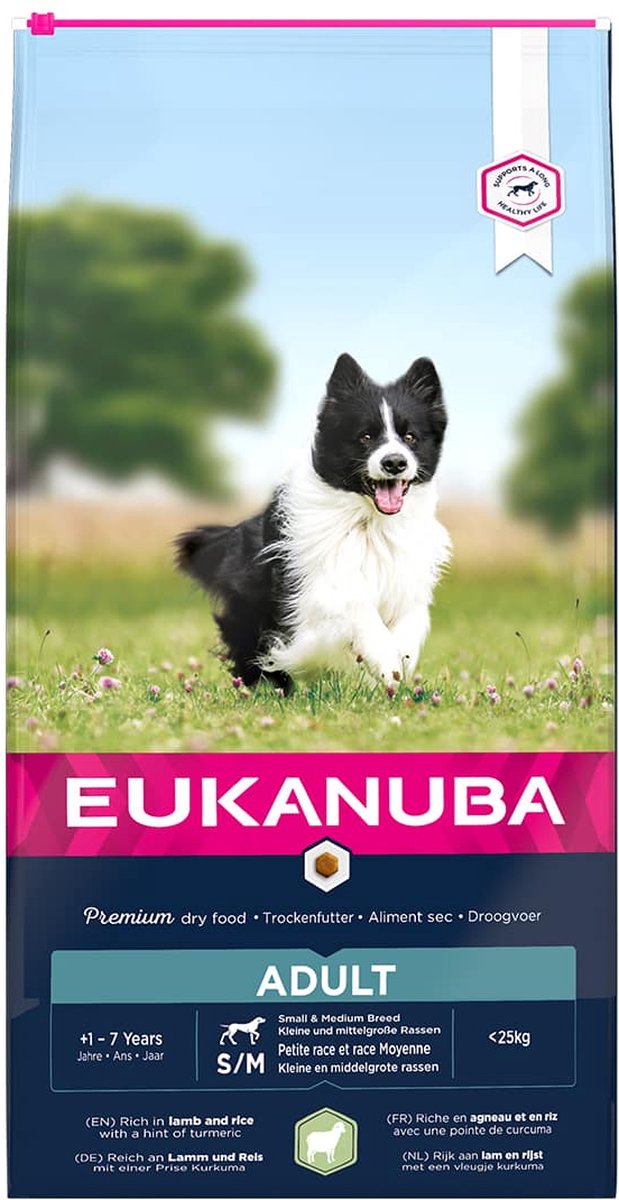 Eukanuba – Honden Droogvoer – Hond – Euk Dog Adult Sm&Med Lamb&Rice 12Kg – 1St