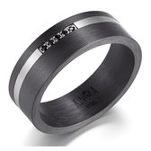 Magnetox X Kingka - Koolstofvezel - Ring - Zwart Met Witte Zirkoniasteen - Roestvrij Staal – Mannen - 58mm