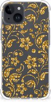Smartphone hoesje Geschikt voor iPhone 15 Hoesje Bumper met transparante rand Gouden Bloemen