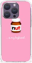 Silicone Hoesje Geschikt voor iPhone 15 Pro Telefoonhoesje met doorzichtige rand Nut Boyfriend