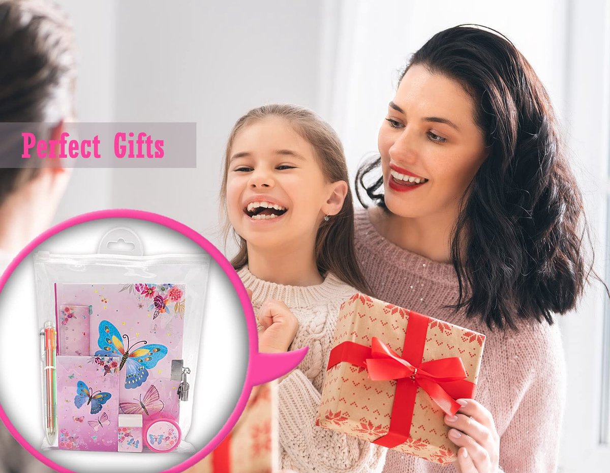 Journal Intime Avec Serrure à Mot De Passe - Cadeau Pour Filles 7-14 Ans Avec Stylo Et Autocollants