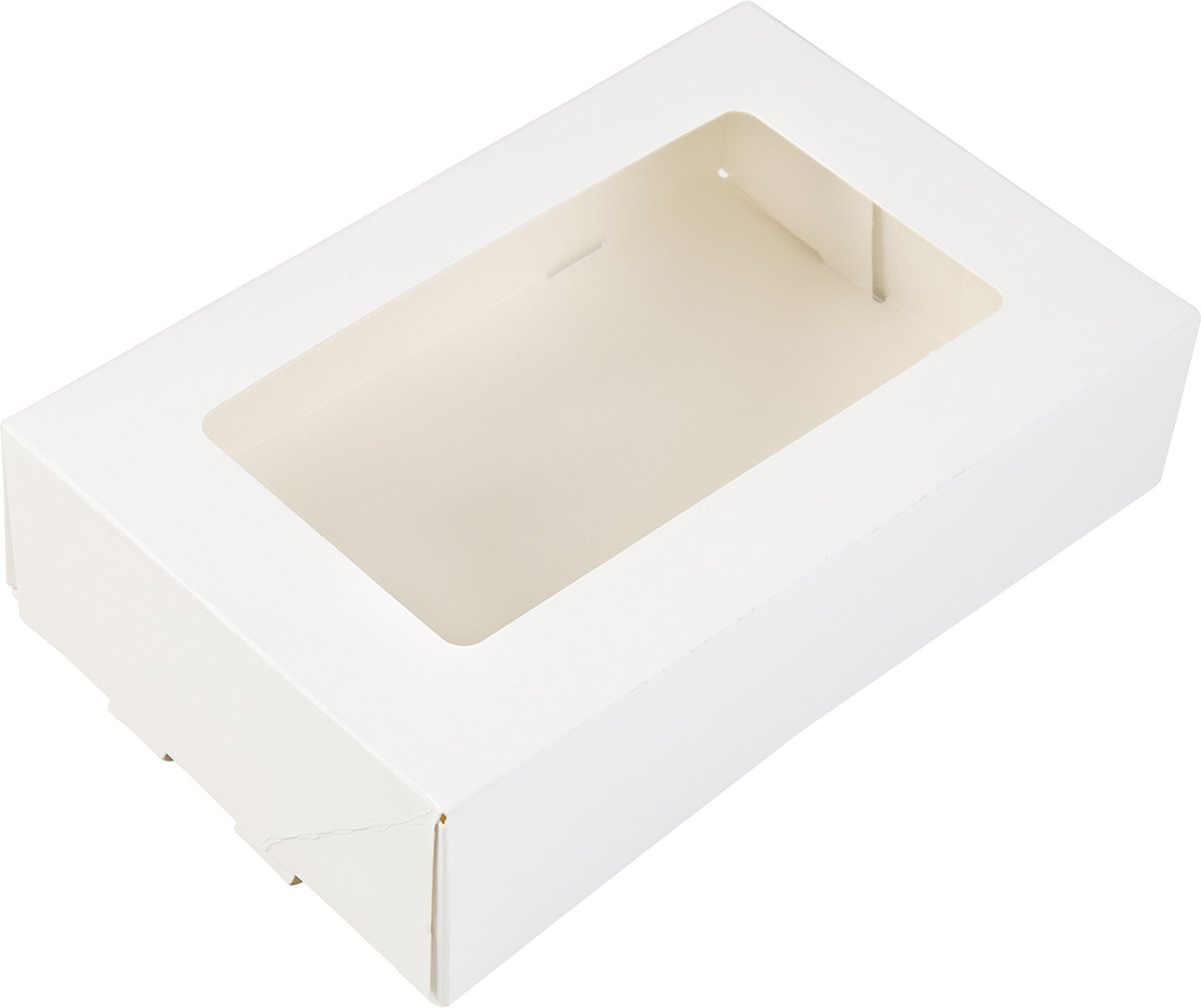 BrandNewCake® Taartdoos - Met Venster - 19x12,5x5 cm - Taartdoos Karton - Cakedoos - 3 Stuks - Wit