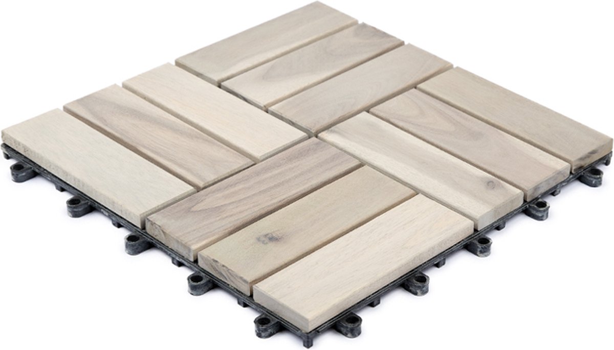 Houten vlonder tegels - Houten terrastegels - 9 stuks - Acacia tegel - Tonder - 30x30cm - Per 0,81 m²