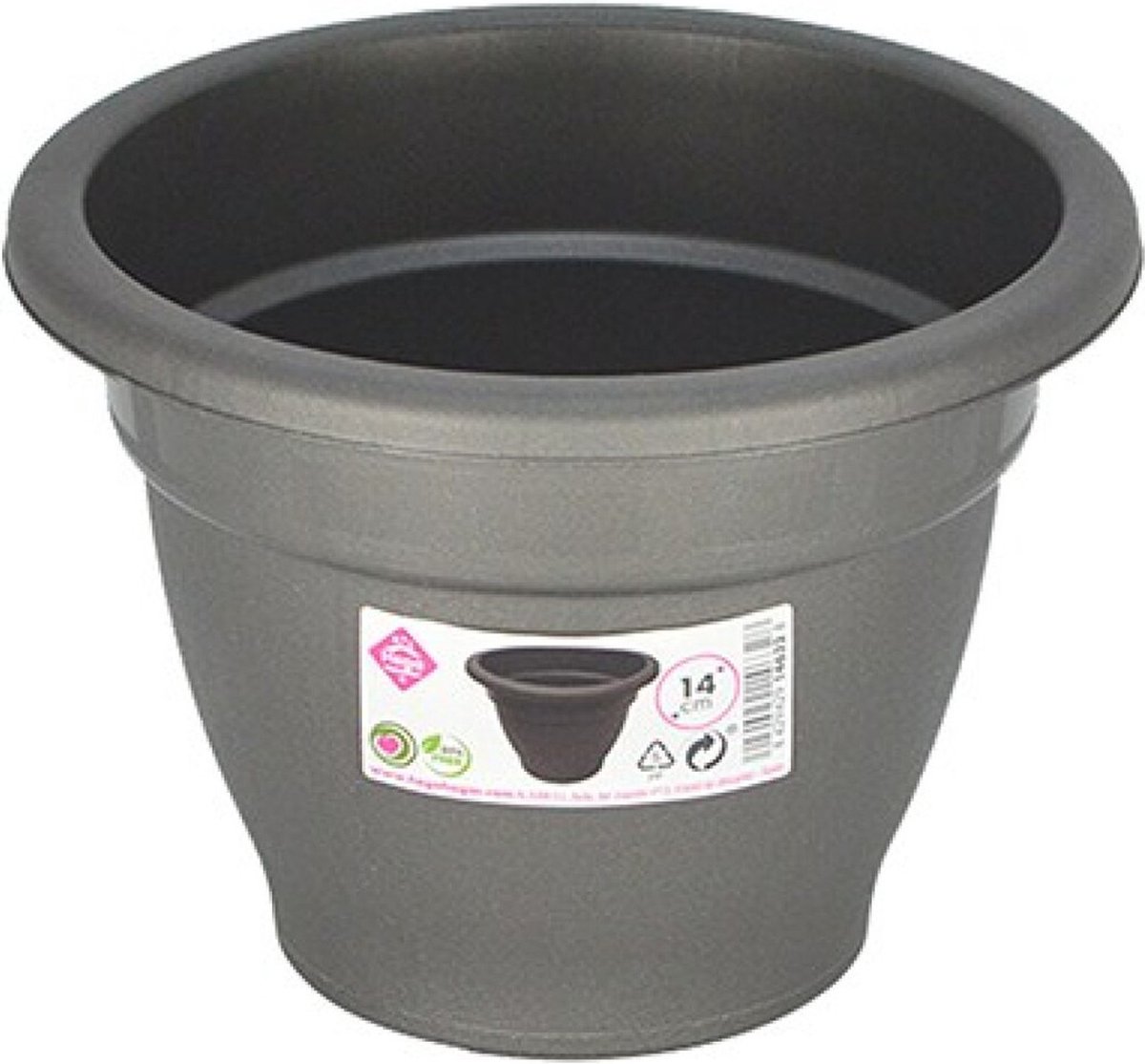 Hega Hogar Plantenpot/bloempot - grijs - 14 cm - kunststof