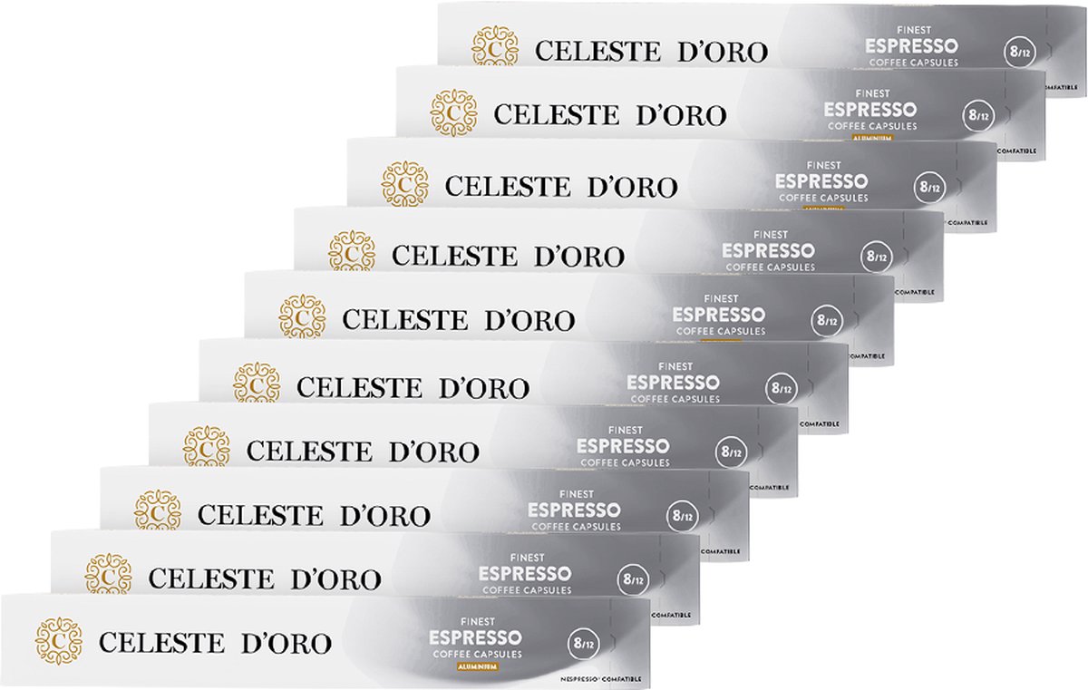 Celeste d’Oro - Finest Espresso- koffiecups - Nespresso Compatibel Capsules - Voor Ieder Moment - 10 x 10 cups