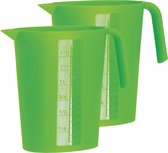 Juypal Schenkkan/waterkan - 2x - groen - 1,75 liter - kunststof -L22 x H20 cm