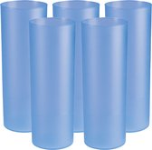 Juypal longdrink glas - 12x - blauw - kunststof - 330 ml - herbruikbaar - BPA-vrij