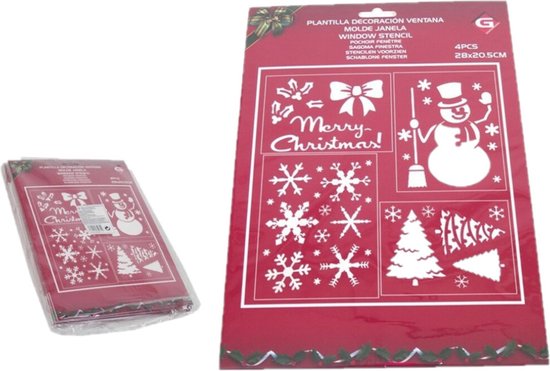 Gerim kerst raamsjablonen raamversiering - 4x stuks - 28 x 21 cm