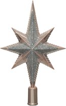 Decoris kerstboom piek - ster - lichtroze/zilver - kunststof - 25,5 cm