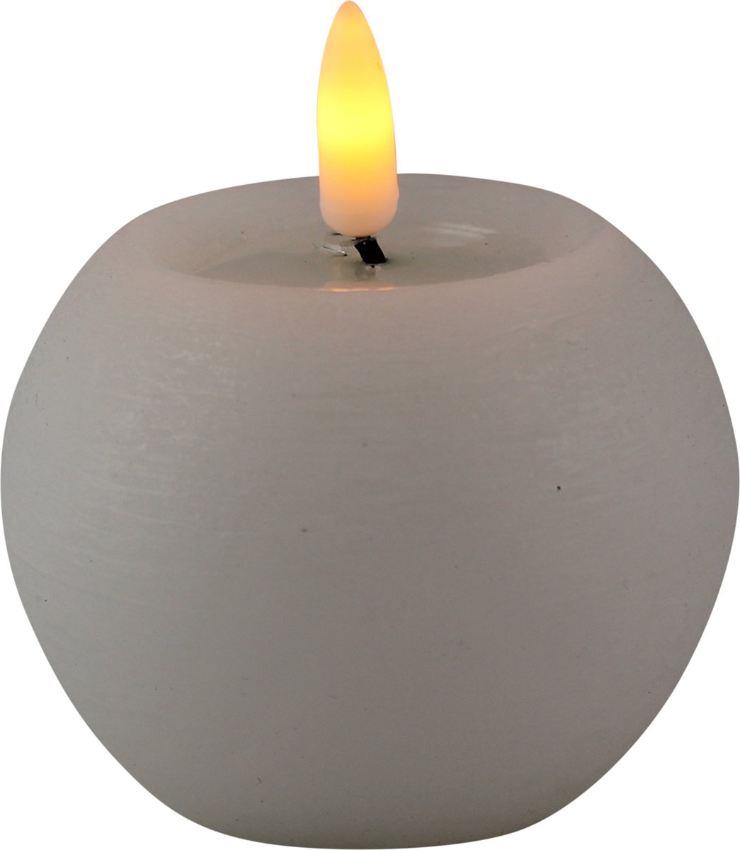 Magic Flame LED kaars/bolkaars - rond - wit - D8 x H7,5 cm