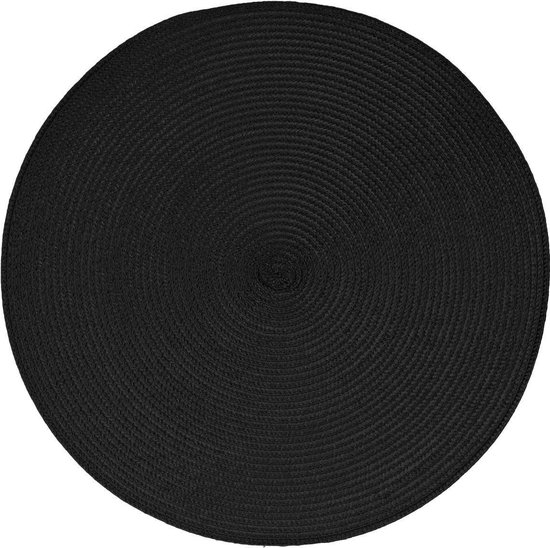 Ronde placemat zwart - gevlochten kunststof - 38 cm - Onderleggers