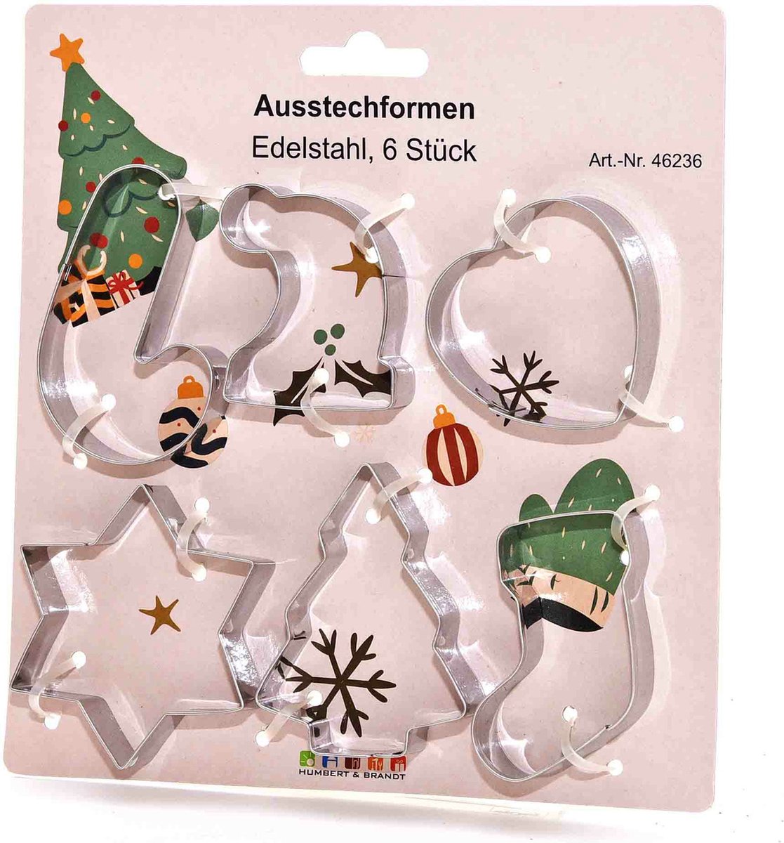 Koekvormpjes - uitsteekvormpjes - Kerst thema - 6x stuks - RVS - Kerstmis koekjes