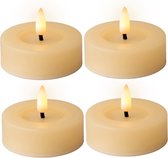 Bougies/bougies chauffe-plat LED Lumineo - 4x pcs - blanc crème - D6,8 x H5 cm - pour l'extérieur - minuterie
