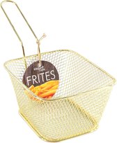 Gouden patat/snack serveermandjes/frietmandjes 14 cm - Tafeldecoratie - Patat/snack serveren in een mandje