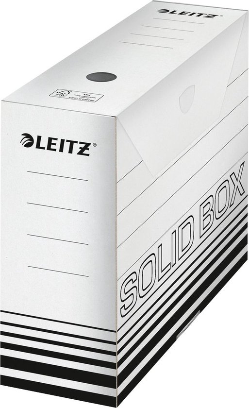 Archiefdozen Solid Box 6128 - FSC gerecycled karton - rug 100 mm - diverse kleuren - 10 stuks - Leitz