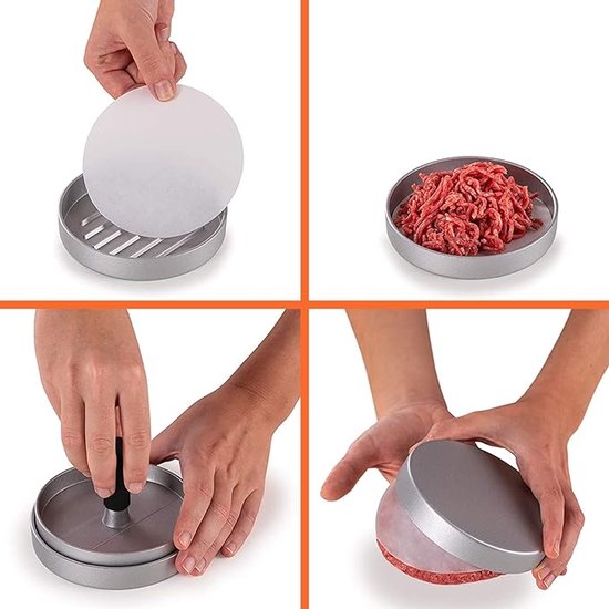 Narimano® Ronde Burger Druk Hamburger - Druk Aluminium Hamburger Vlees - Rundvlees Grill Burger Druk Patty Maker Mold — afbeelding 3
