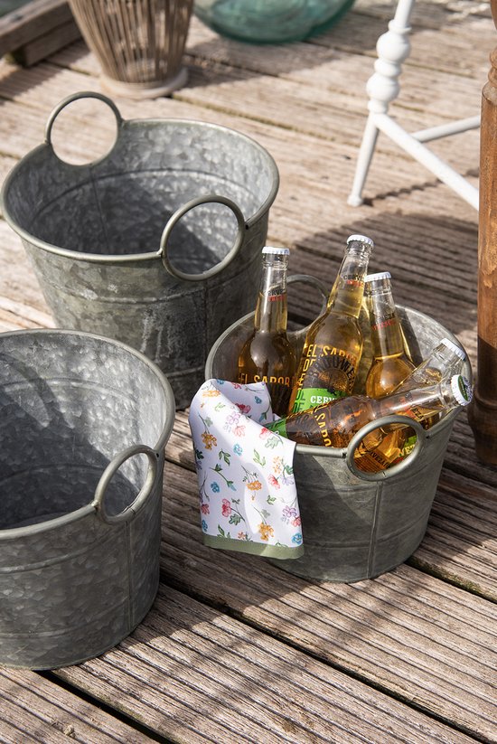 Clayre & Eef Serviettes Coton set de 6 40x40 cm Blanc Vert Carré Fleurs