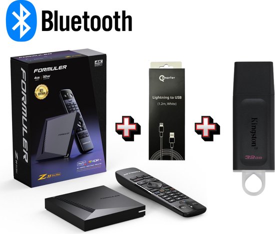 Formuler Z11 Pro Max BT Edition (Upgraded Version) + 32GB USB + Qsmarter Lader - Android 4K Set Top Box - Bluetooth remote
