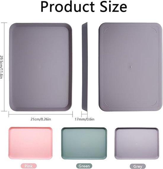 Lot De 7 Plateaux De Service En Plastique - 30.5x22cm, Antidérapants, 7 Couleurs, Pour Cuisine, Salle à Manger, Fêtes