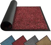 Deurmat voor binnen en buiten, 40 x 60 cm, zwart-rood, duurzaam wasbaar, voetmat, vuilvangmat antislip voor entree, deurmat met achterkant van natuurlijk rubber