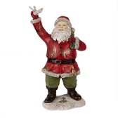 HAES DECO - Figurine déco Père Noël - Taille 13x10x23 cm - Couleur Rouge - Matière Polyrésine - Figurine de Noël , Décoration de Noël
